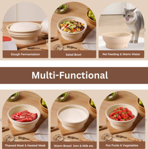 9 Pcs Electric Banneton Sourdough Bread Proofing Basket Set,Silicone Warmer