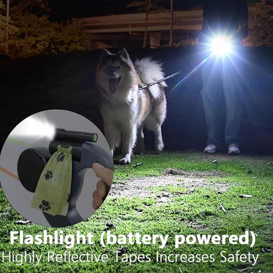 Dual Retractable Dog Leash with LED Light, 3M Leash with 360 Tangle-Free