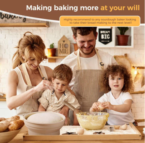 9 Pcs Electric Banneton Sourdough Bread Proofing Basket Set,Silicone Warmer