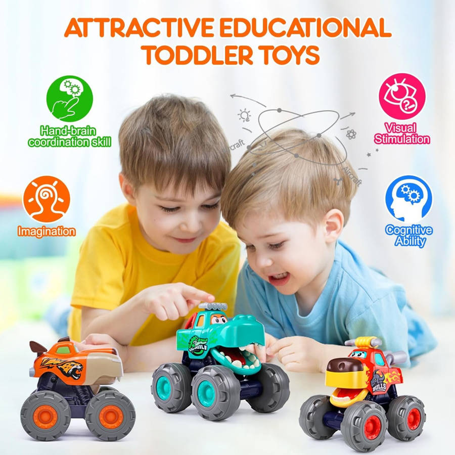 Friction Powered Monster Truck Toy, Push & Go, Toy Cars, Cars for Toddlers - Orange