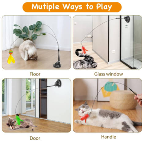 Cat Feather Toys Set, Interactive Toys, Cat Wand Toys, Hanging Cat Toys