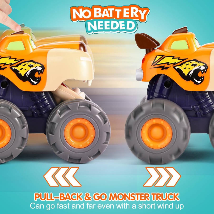 Friction Powered Monster Truck Toy, Push & Go, Toy Cars, Cars for Toddlers - Orange