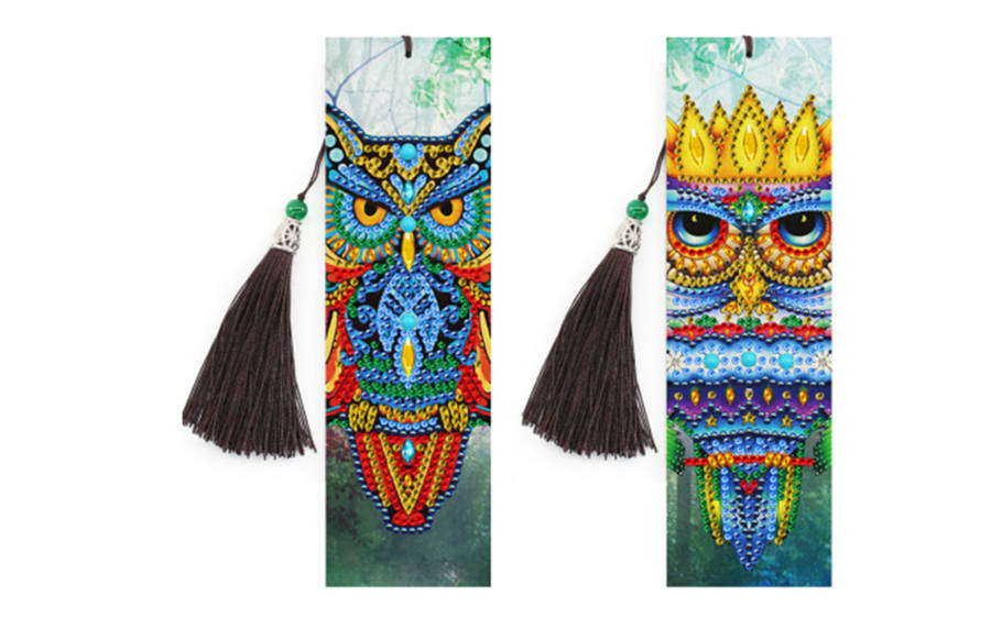 Leatherette Diamond dot bookmarks  set of 2 Owls