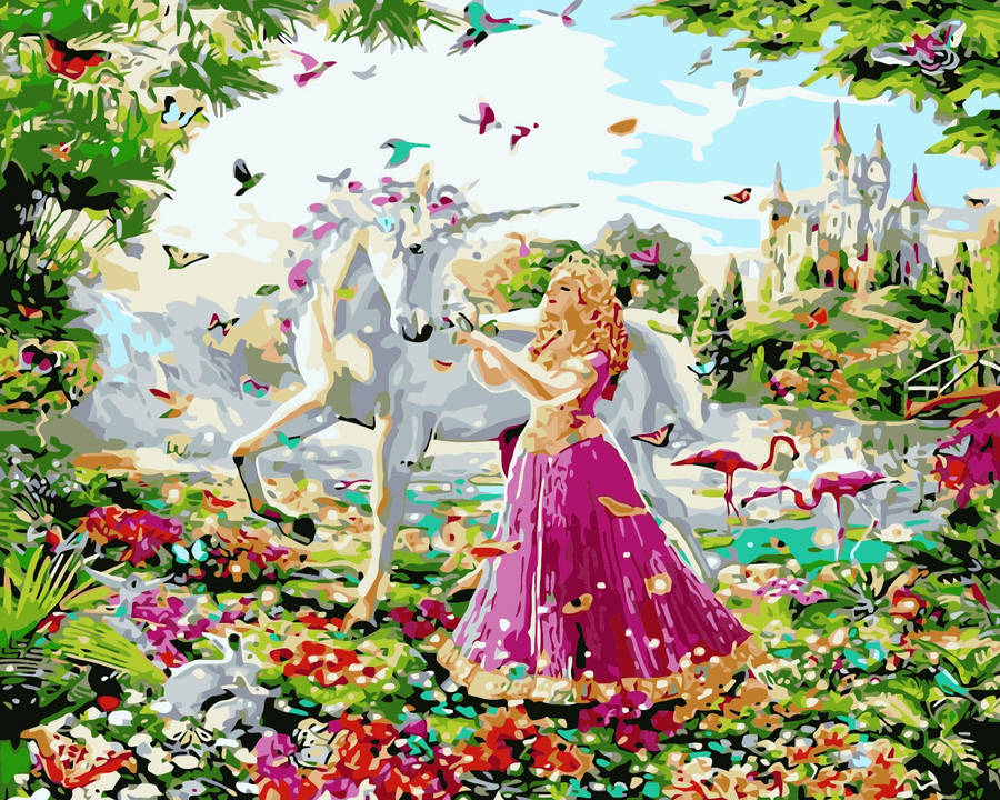 Paint By numbers - A Girl and her Unicorn 40x 50 frame canvas