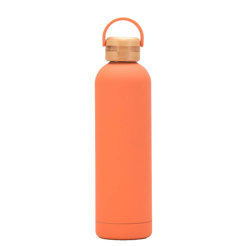1L bamboo double wall water bottle-Orange