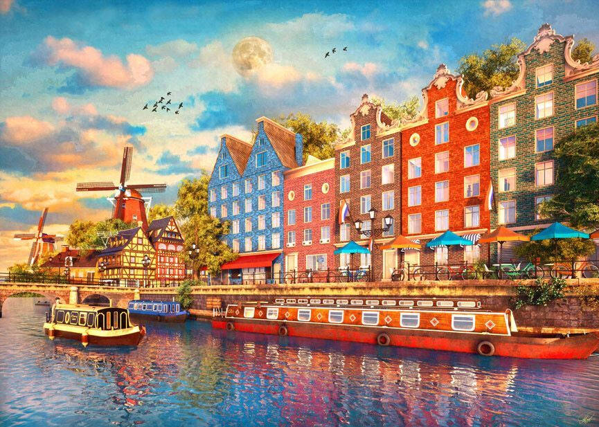 Amsterdam canal cruise 40 x 50 diamond dot painting art
