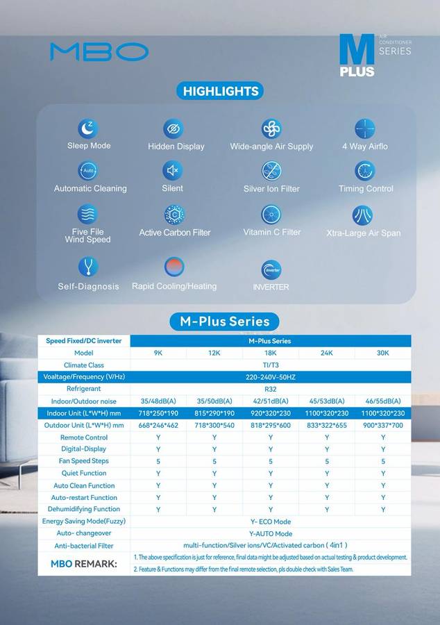 MBO INVERTER WIFI AIR CONDITIONER 9000 BTU MSGW-09HVACFMD