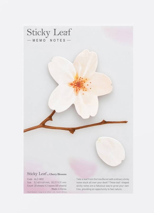 Sticky Leaf note | Cherry Blossom | White Medium