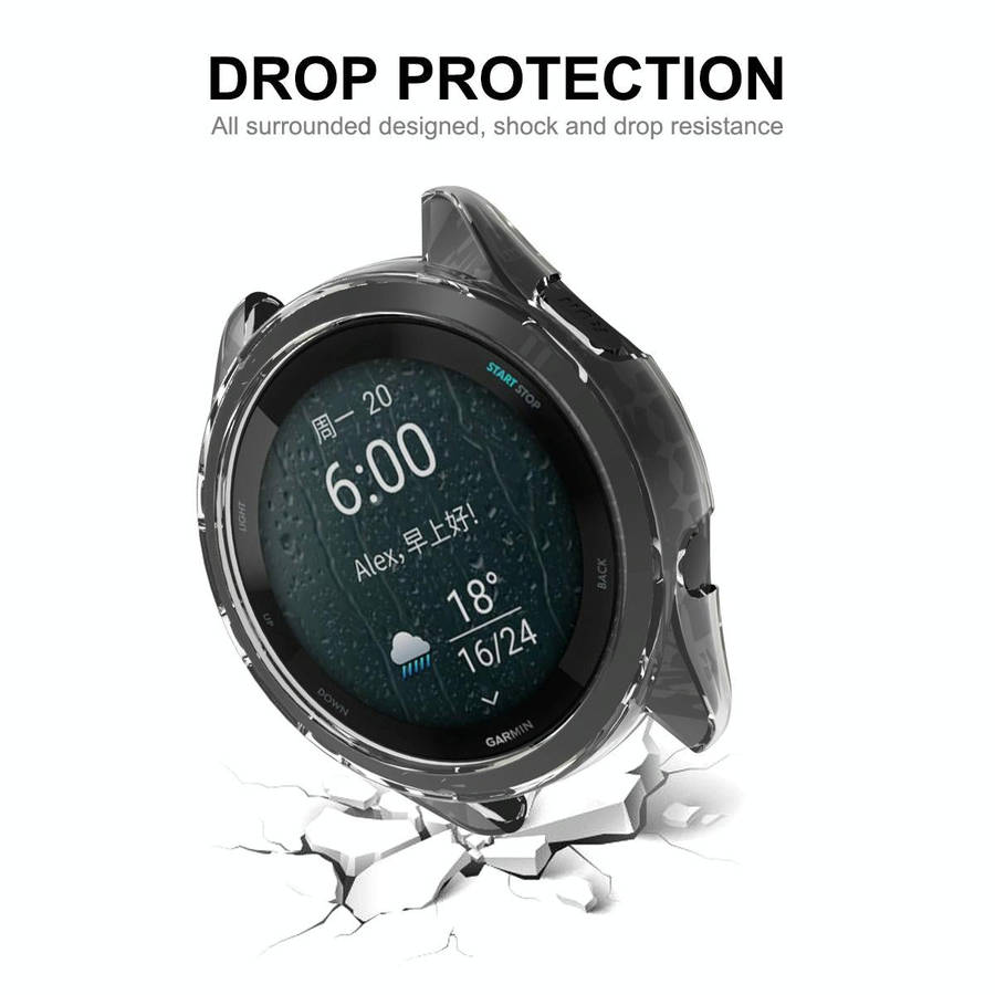 For Garmin Forerunner 965 ENKAY Hat-Prince Transparent TPU Frame Drop Protection Case(Grey)