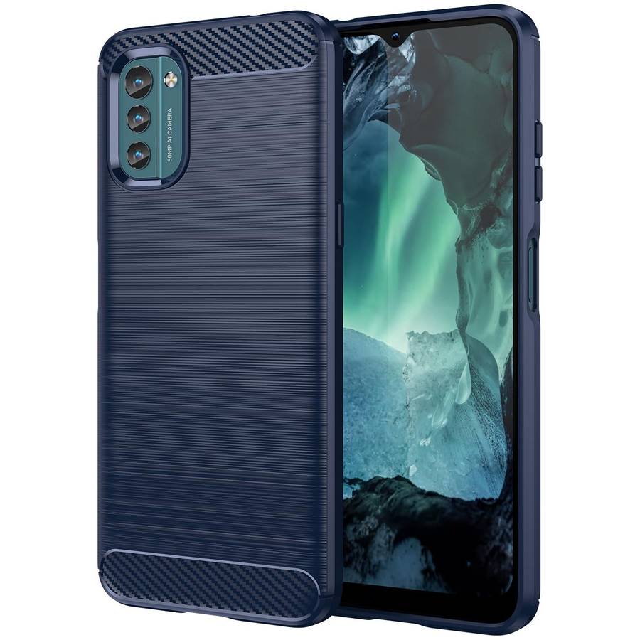 For Nokia G21 Brushed Texture Carbon Fiber TPU Phone Case(Blue)