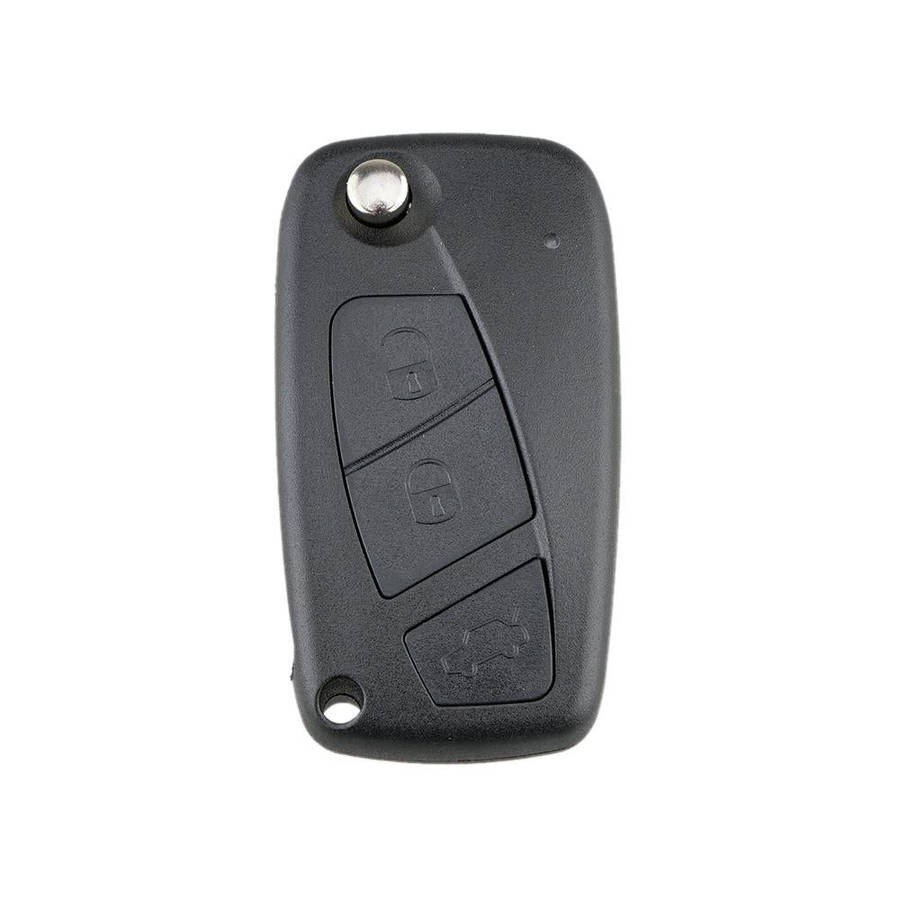 For FIAT Car Keys Replacement 3 Buttons Car Key Case with Side Battery Holder (Black)