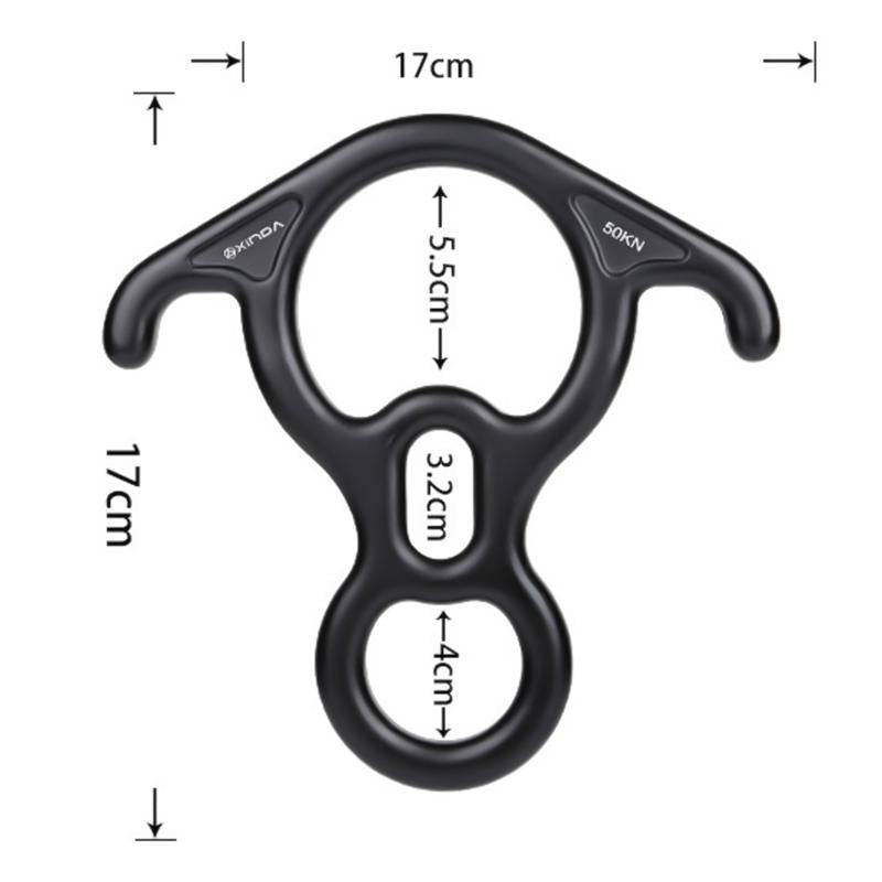 XINDA XD8602 Climbing Rescue Figure 8 Descender with Bent-ear Rappelling Gear Belay Device(Red)