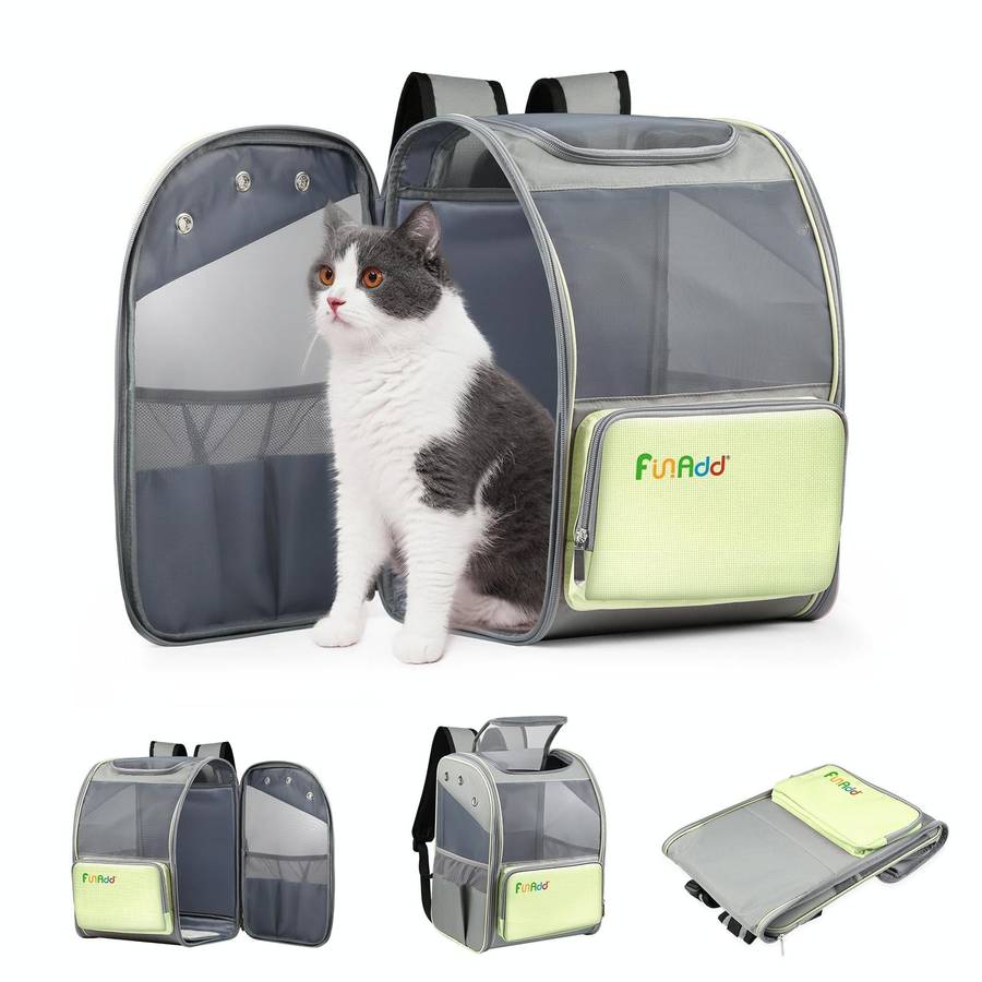FUNADD Fold Breathable Pet Backpack Outdoor Shoulders Cat Bag(Yellow)