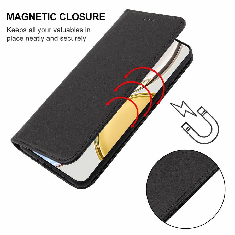 For Honor Magic4 Lite Magnetic Closure Leather Phone Case(Black)