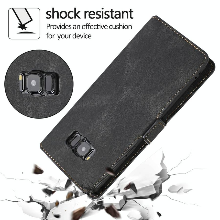 For Samsung Galaxy S8 Plus Retro Magnetic Closing Clasp Horizontal Flip Leather Case with Holder ...