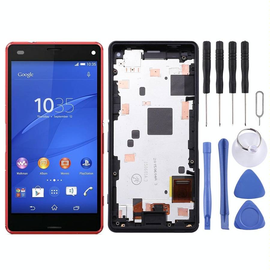 OEM LCD Screen for Sony Xperia Z3 Mini Compact Digitizer Full Assembly with Frame(Red)