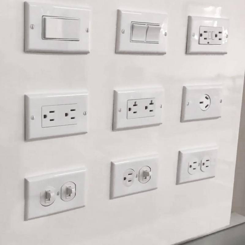 PC Double-connection Power Socket Switch with USB, US Plug, Square White UL 15A Leakage Protectio...