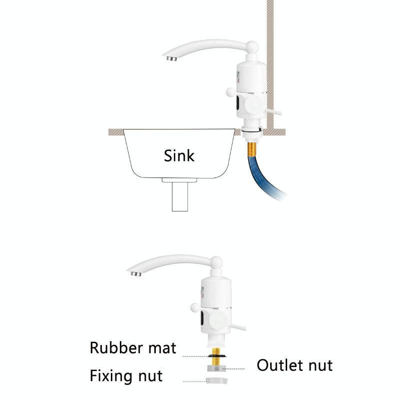 Digital Display Electric Heating Faucet Instant Hot Water Heater CN Plug Digital Horizontal Tube ...