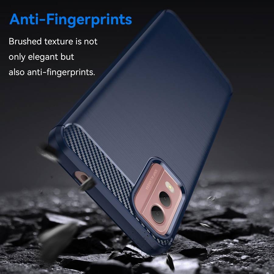 For Nokia C32 Brushed Texture Carbon Fiber TPU Phone Case(Blue)