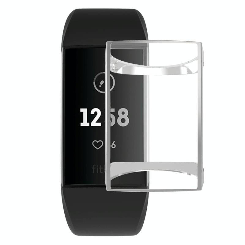 For Fitbit Charge 3 / 4 Full Coverage Plating TPU Watch Case(Silver)
