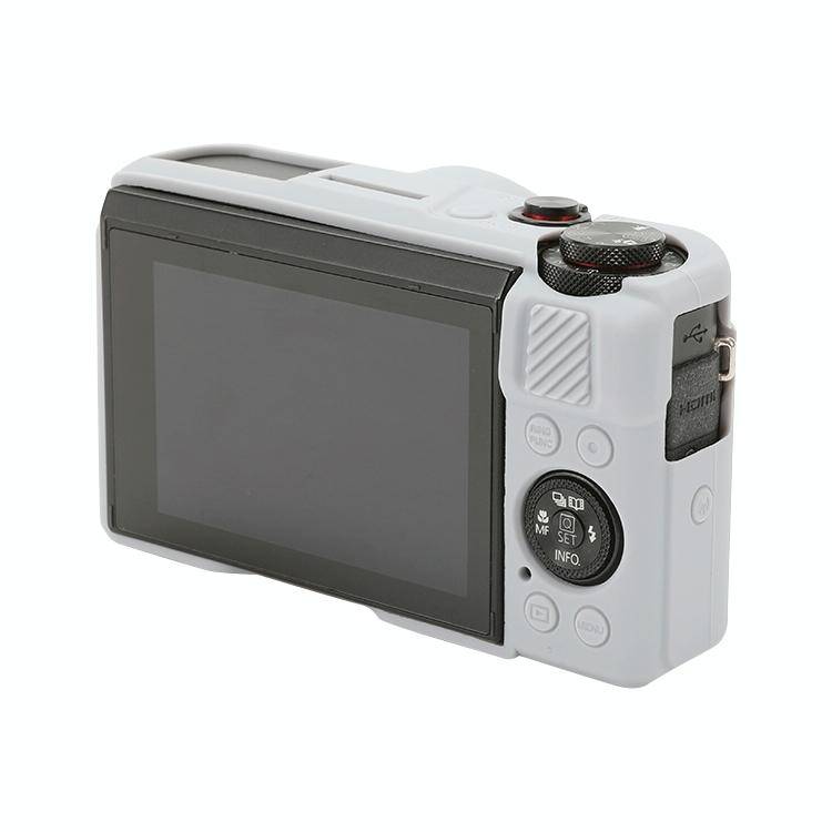 For Canon PowerShot G7 X Mark II / G7X2 Soft Silicone Protective Case with Lens Cover(Grey)