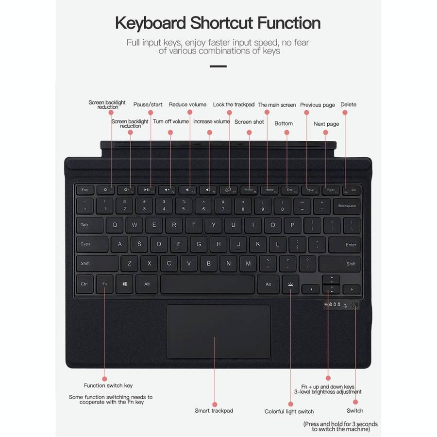 For Microsoft Surface Pro 8 / 9 / X Magnetic Bluetooth Keyboard with backlight