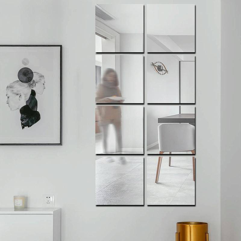 10cm x 10cm Acrylic Mirror Square Stereo Wall Stickers Self-Adhesive Decorative Soft Mirror Right...