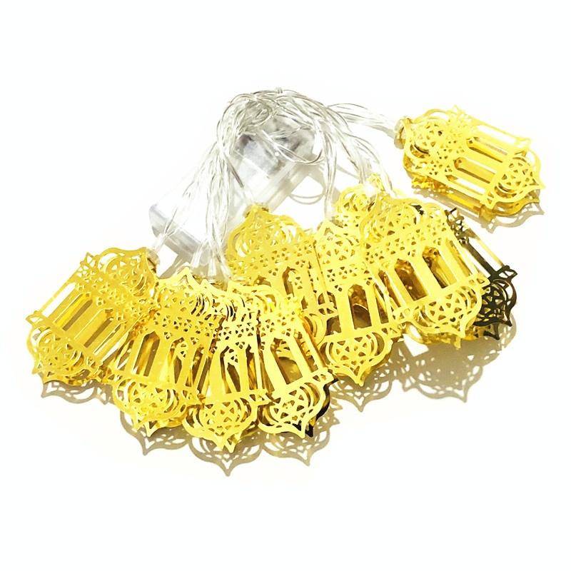 1.65m 10 LEDs Eid Al-Fitr Festival Iron Art String Lights Ramadan LED Decoration Pendant(White Li...