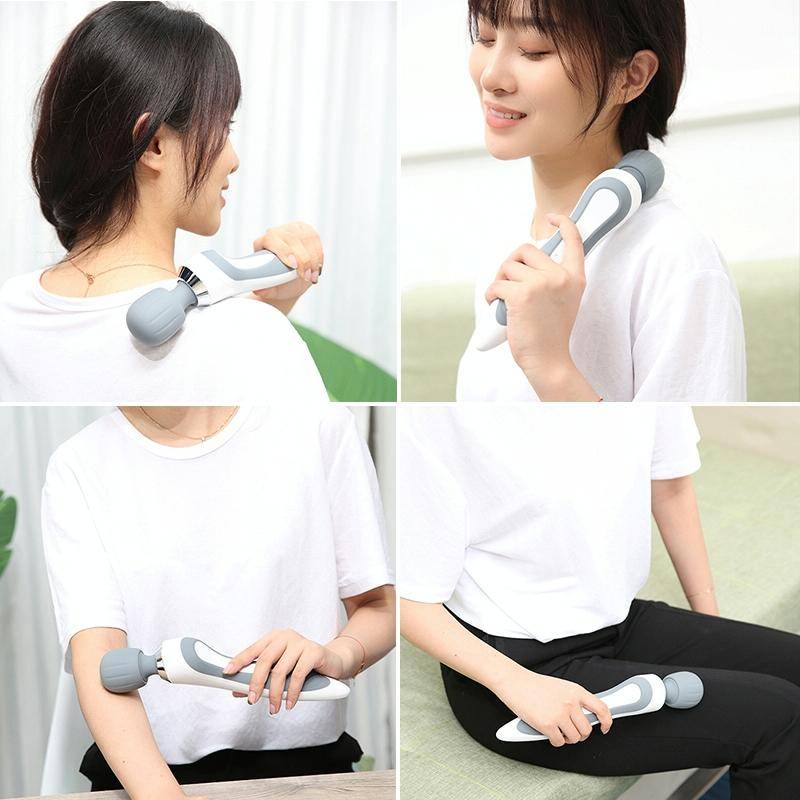 Portable Mini Multifunctional Physiotherapy Electric Hand-held Massage Stick(White)