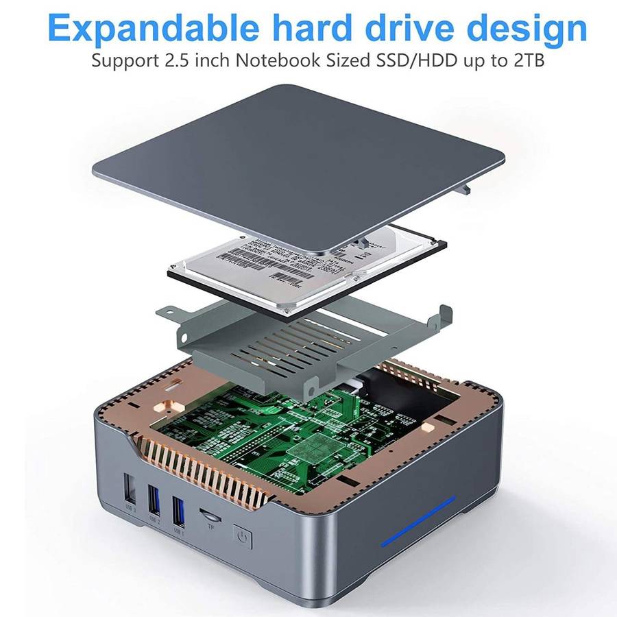 GK3V Pro Windows 11 Pro Mini PC, Intel Celeron N5105 CPU, Memory:16GB+256GB(EU Plug)