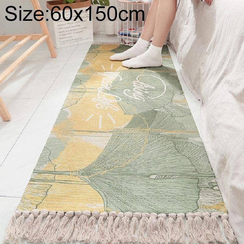 Cotton Hand-woven Bedside Carpet Home Long Fringed Anti-slip Mat, Size:60150 cm(Leaf Years)