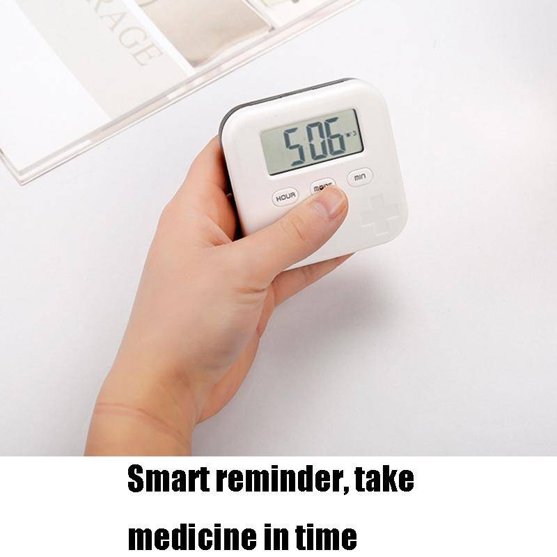 Electronic Smart Timing Medicine Box Portable Medicine Dispensing Storage Box(Gray)