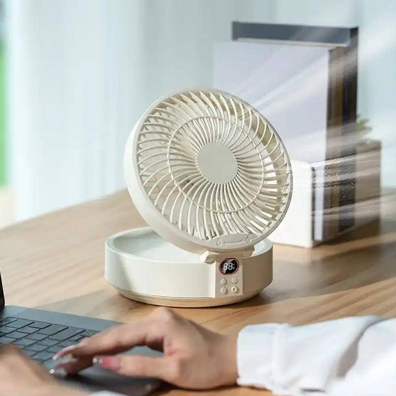 WSK302 4000mAh Swivel Head Wall Mounted Fan with Night Light(Black)