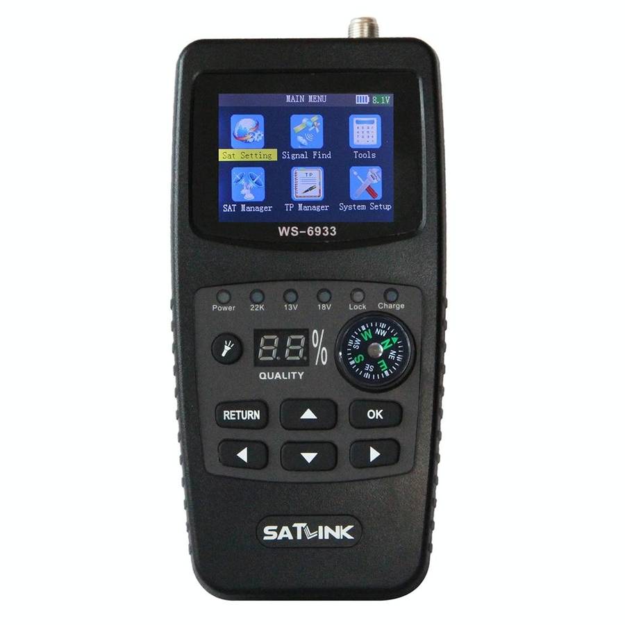 SATLINK WS6933 Portable Digital Satellite Finder Meter, 2.1 inch LCD Colour Screen, DVB-S2/S Sign...