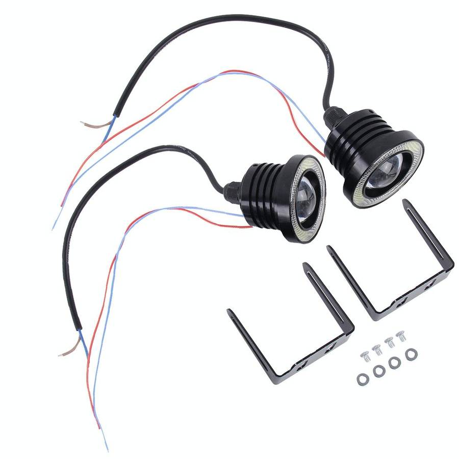 2 PCS 2.5 inch DC12-24V 10W 900LM 6500K Car Angel Eyes Fog Lamp Foglight, Cable Length: 20cm(Whit...