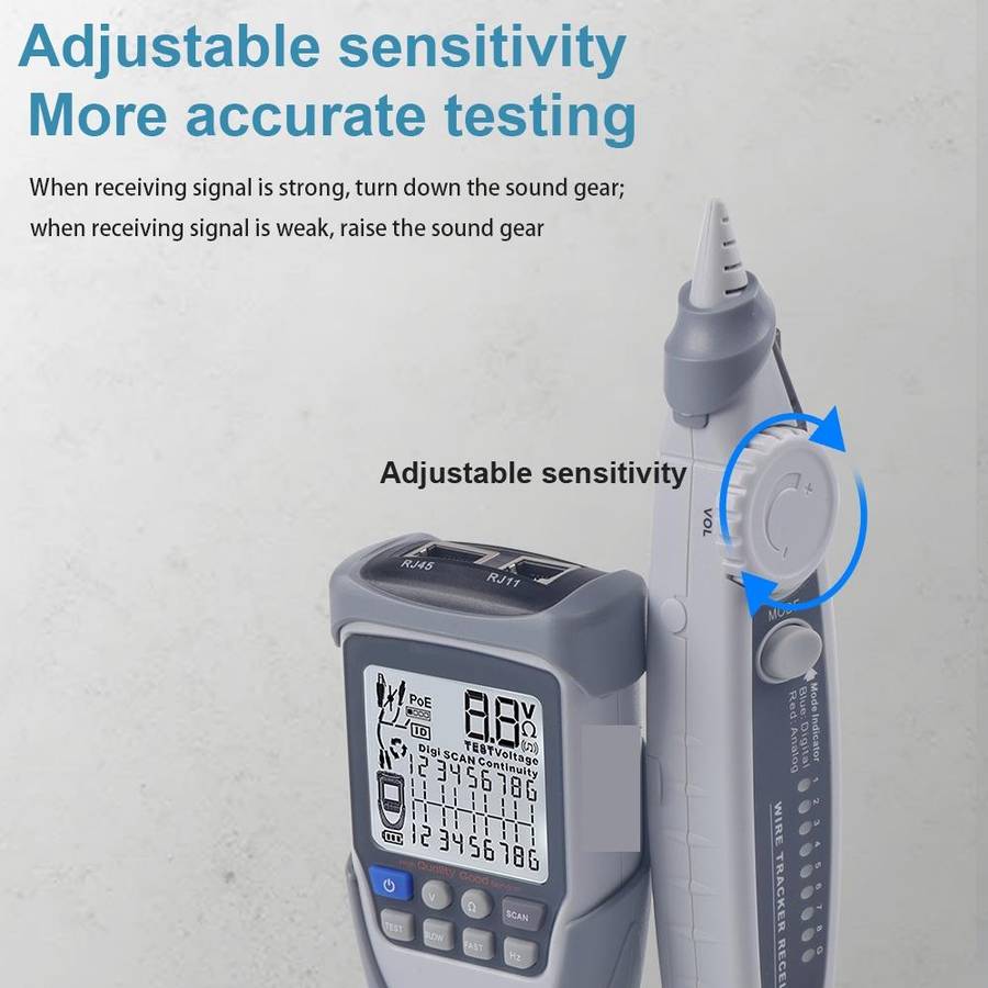 ET612 Network Cable Tester Wire Tracker Battery Voltage POE Test Multi-function Cable Tester
