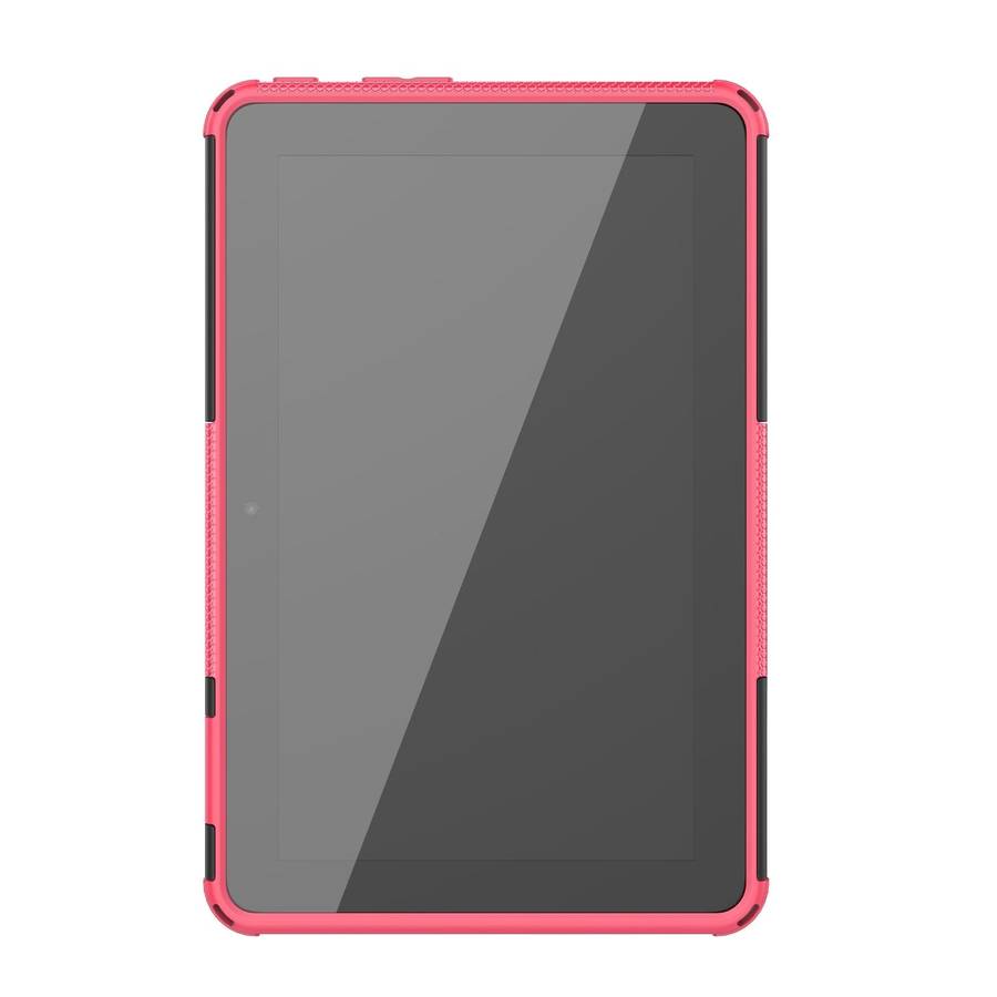 For Amazon Kindle Fire 7 2022 Tire Texture TPU + PC Tablet Case with Holder(Pink)