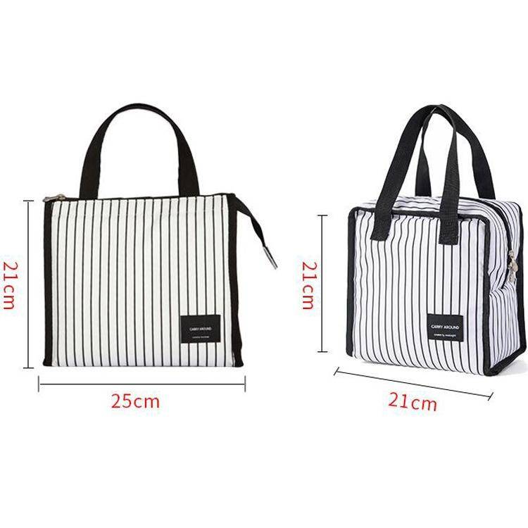 Multifunctional Portable Insulated Lunch Box Bag(Lunch White Stripes)
