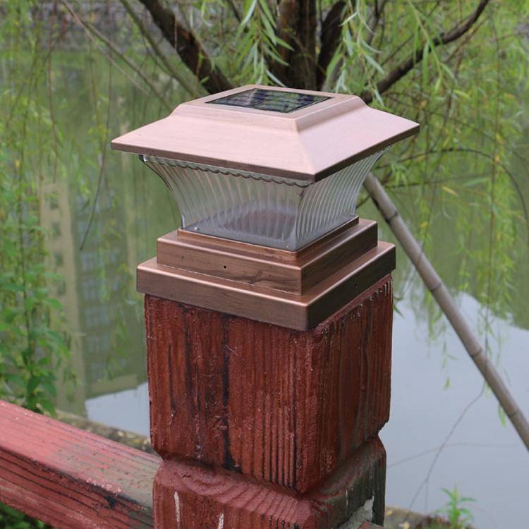 Outdoor Solar Column Lamp IP44 Waterproof Garden Fence Light Solar Street Lamp(Gold Bronze Shell+...
