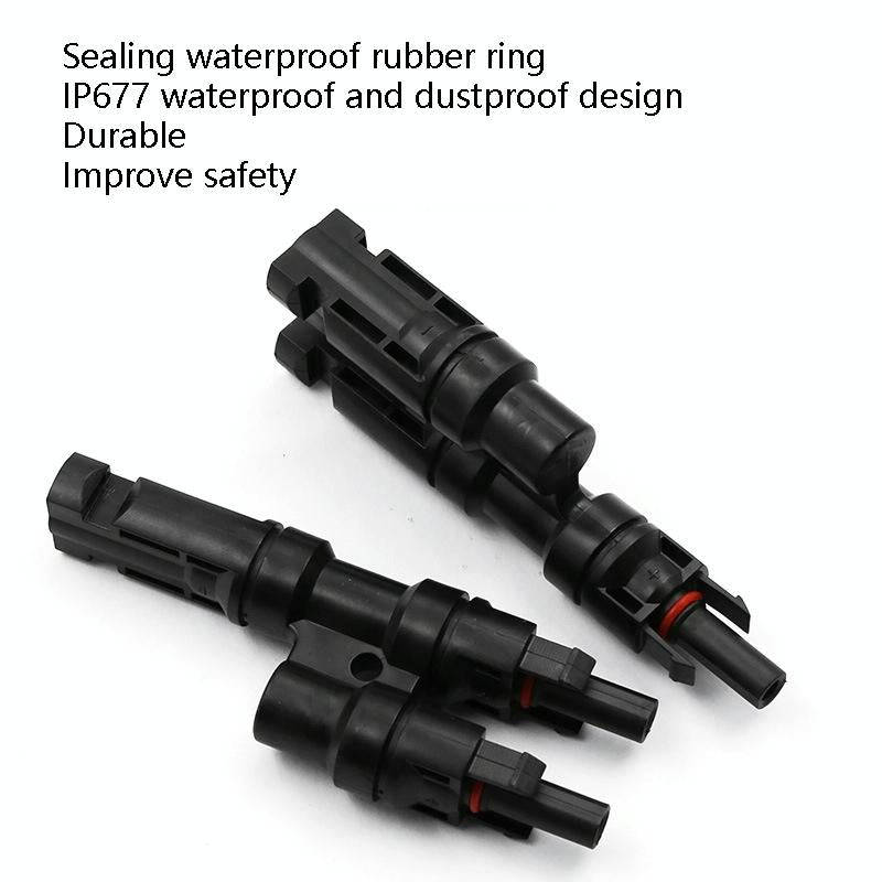 1 Pair MC4 Three-way T Type MC4 Photovoltaic Connector Solar Branch Connector Solar Panel Male An...