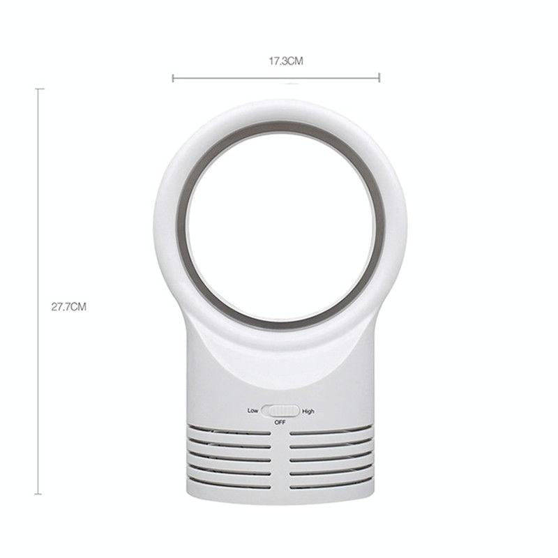 Bladeless Mini Fan Round Desktop Leafless Fan Air Cooling Fan Air Cooler, Style:UK Plug(White)
