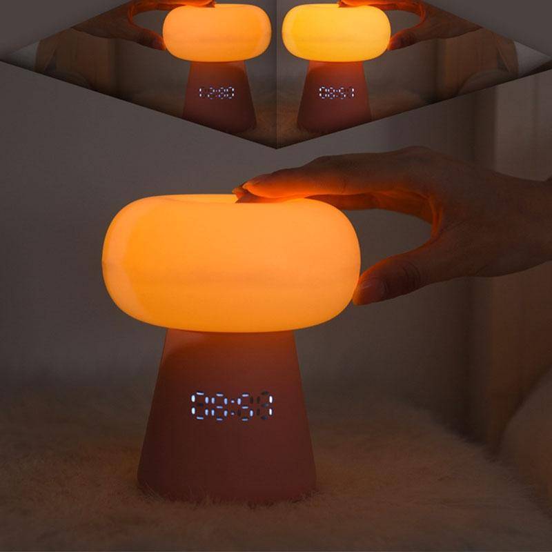 XYD-055 Cloud Mushroom USB Clock Night Light Sleep Timer Remote Control Bedside Lamp, Light color...