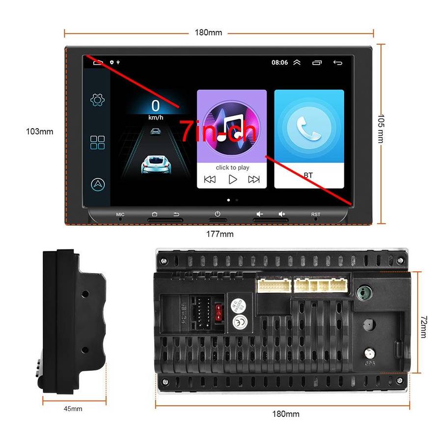 7 inch Carplay GPS Navigation Reverse Integrated Machine, Style: Standard+AHD Camera(1+16G)