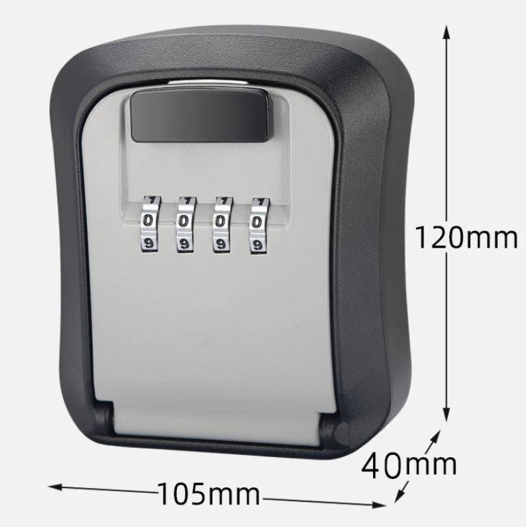 Wall-Mounted Key Code Box Construction Site Home Decoration Four-Digit Code Lock Key Box(Gray)