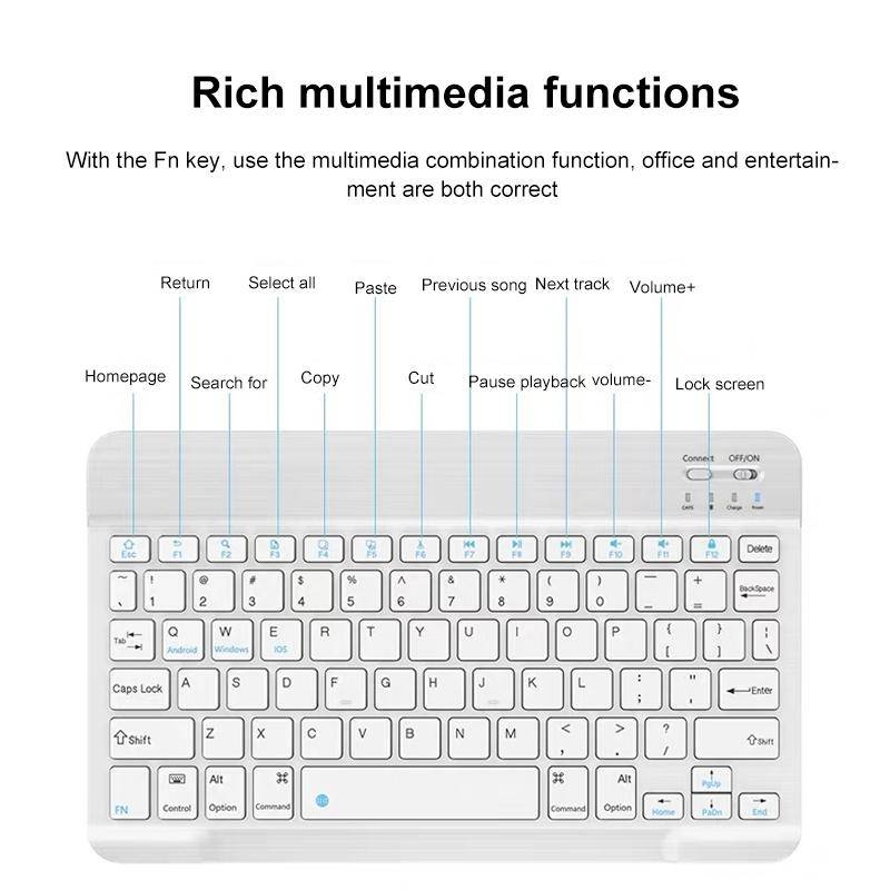 YS-001 9.7-10.1 Inch Tablets Phones Universal Mini Wireless Bluetooth Keyboard, Style:with Blueto...
