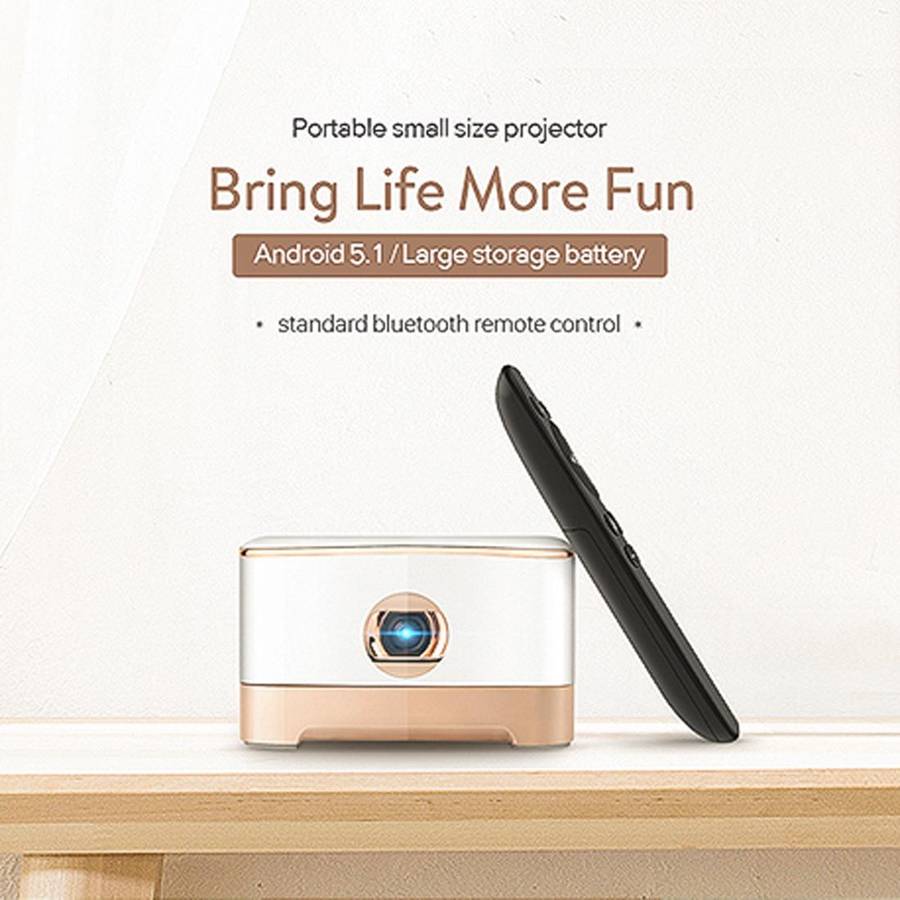 P07-D Mini 50 Lumens Android Home Theater Bluetooth LED Projector with Remote Control, Support Mi...