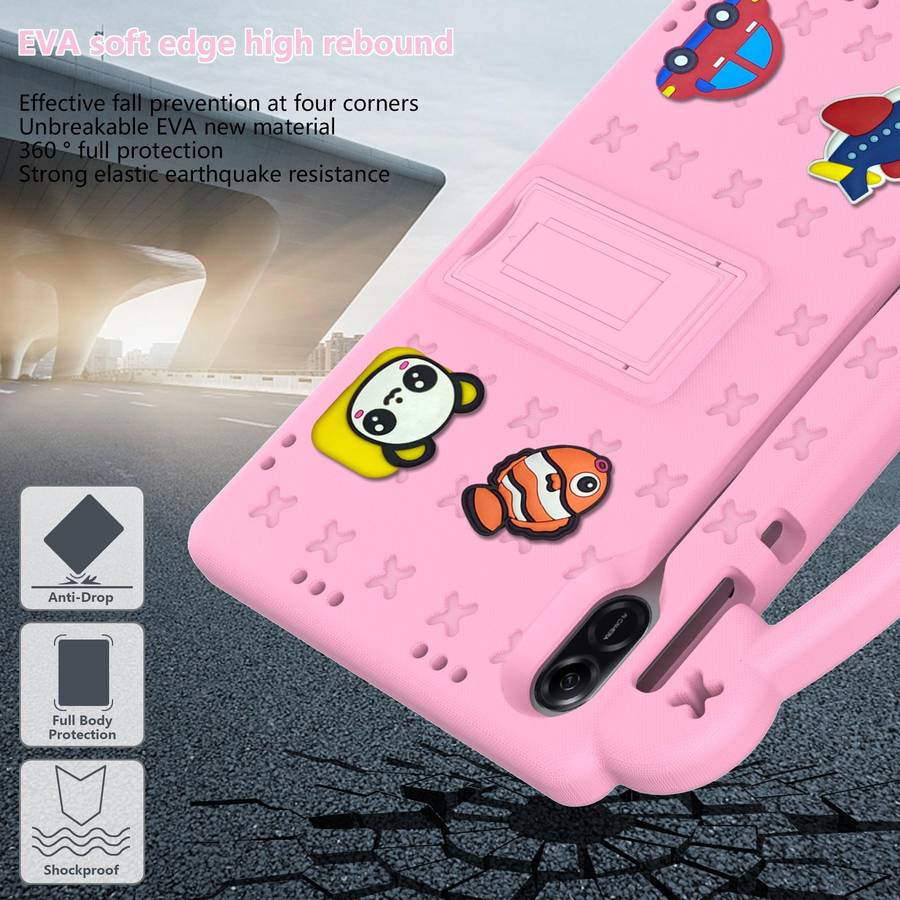 For Honor Pad X9 Handle Kickstand Children EVA Shockproof Tablet Case(Pink)