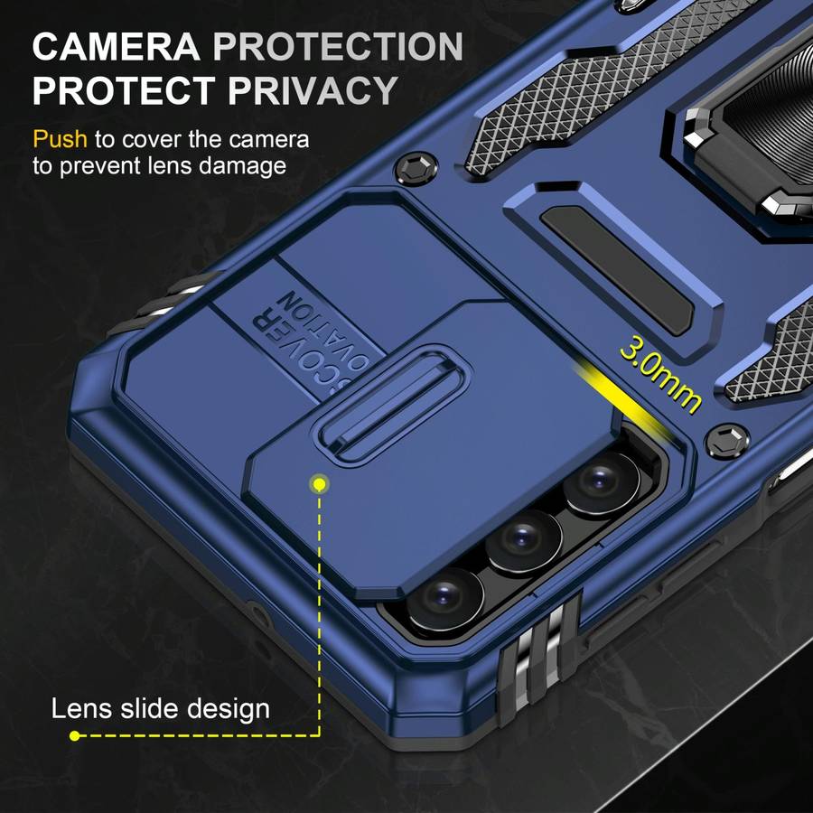 For Samsung Galaxy A32 5G Armor PC + TPU Camera Shield Phone Case(Navy Blue)