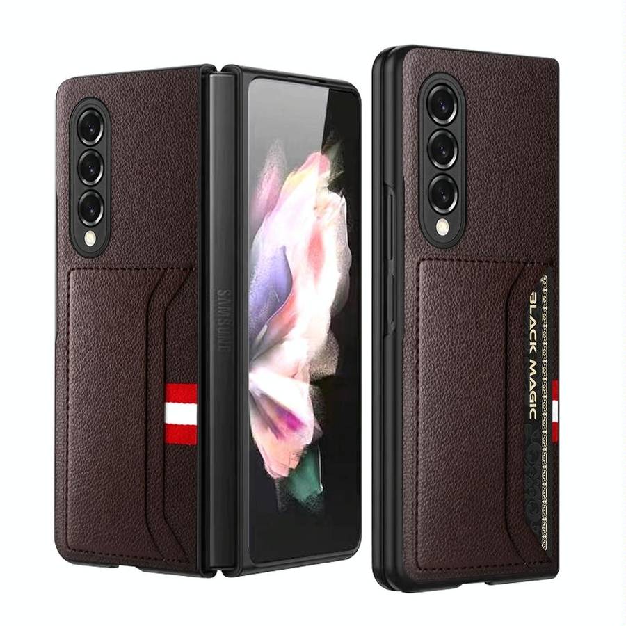 For Samsung Galaxy Z Fold4 Litchi Texture Soft Micorofiber Folding Phone Case(Brown)