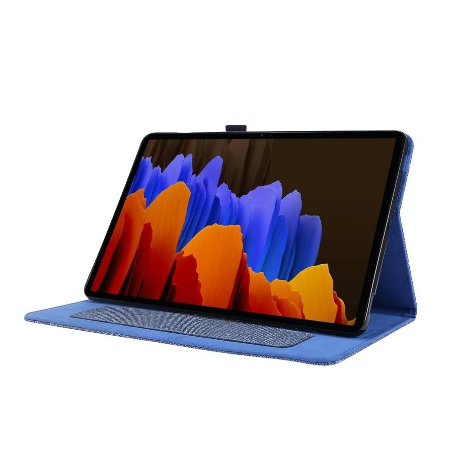 For Samsung Galaxy Tab S8 Ultra Horizontal Flip Fabric Leather Tablet Case with Card Slots & Hold...